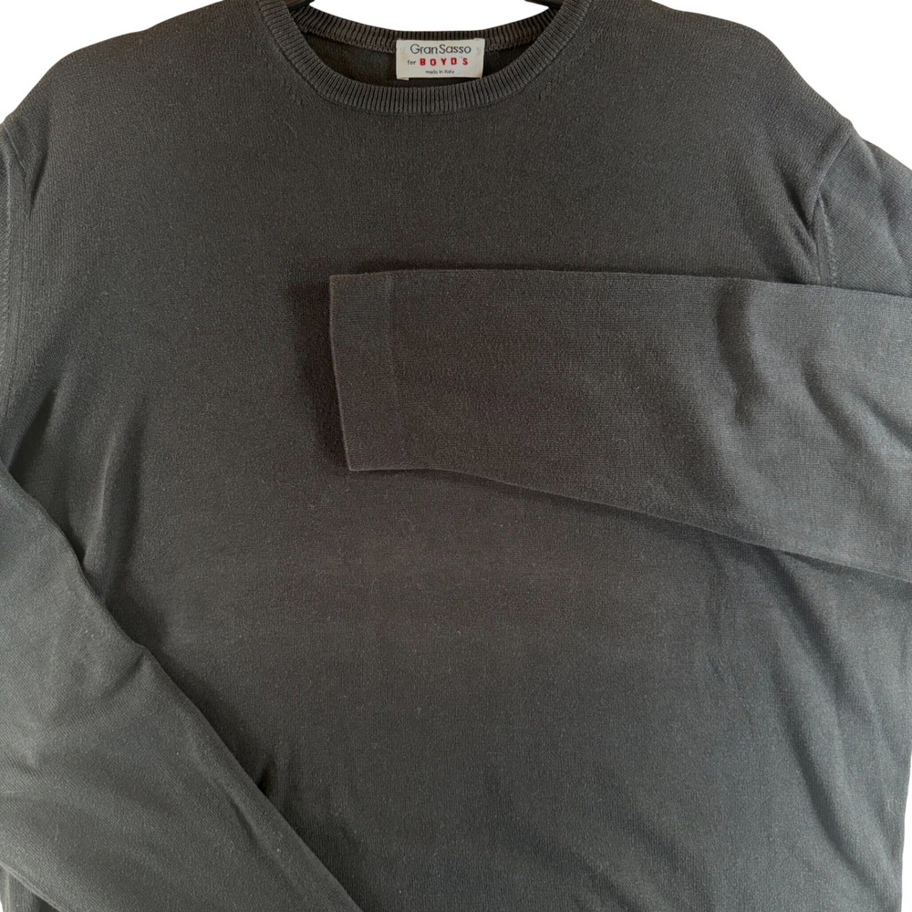 Gran Sasso Sweater XL Mens Cotton Knit Crewneck Black Made in Italy 0449